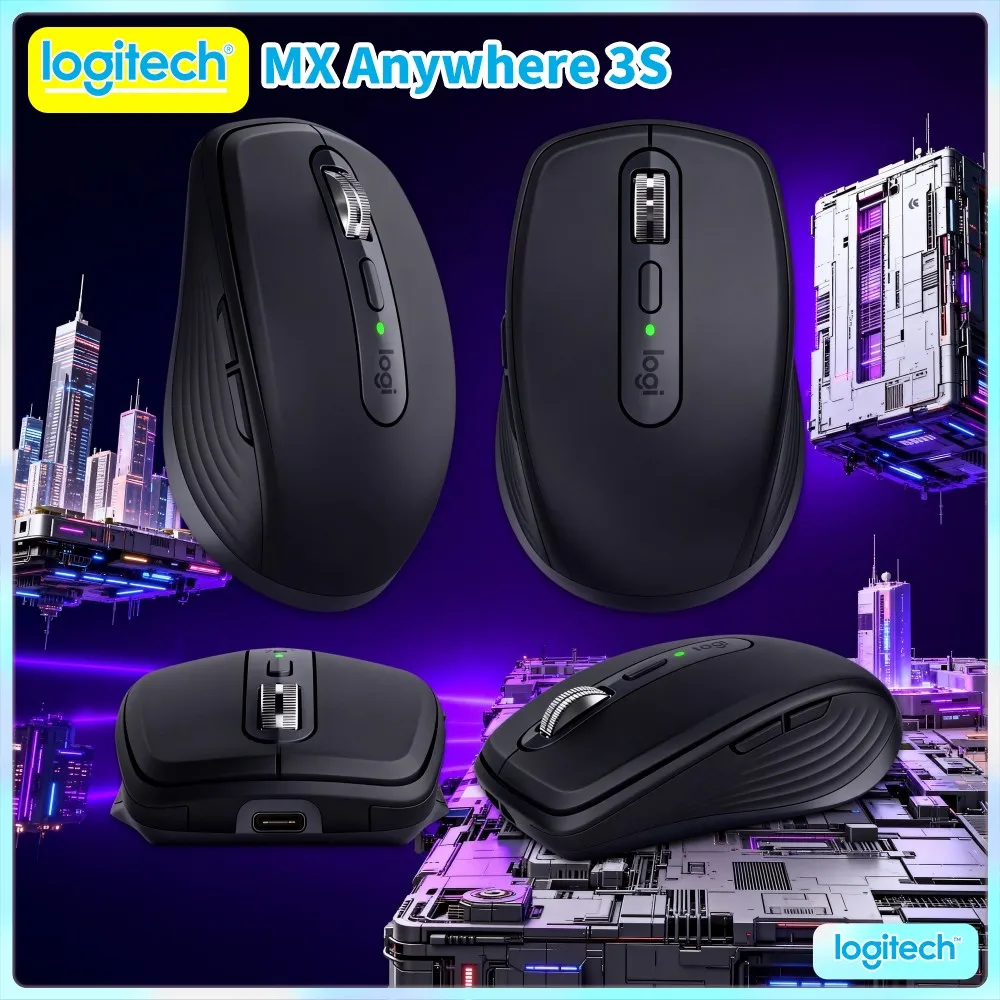 High-Performance Logitech MX Anywhere 3S - 8000 DPI Darkfield, Hyper-Scroll, Silent Buttons, Travel Companion & Office Tool