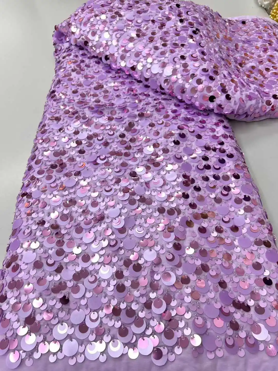 

African Handmade Beads Lace High Quality Nigerian French Tulle Sequin Embroidery Net Lace Fabric For Party Wedding Dress