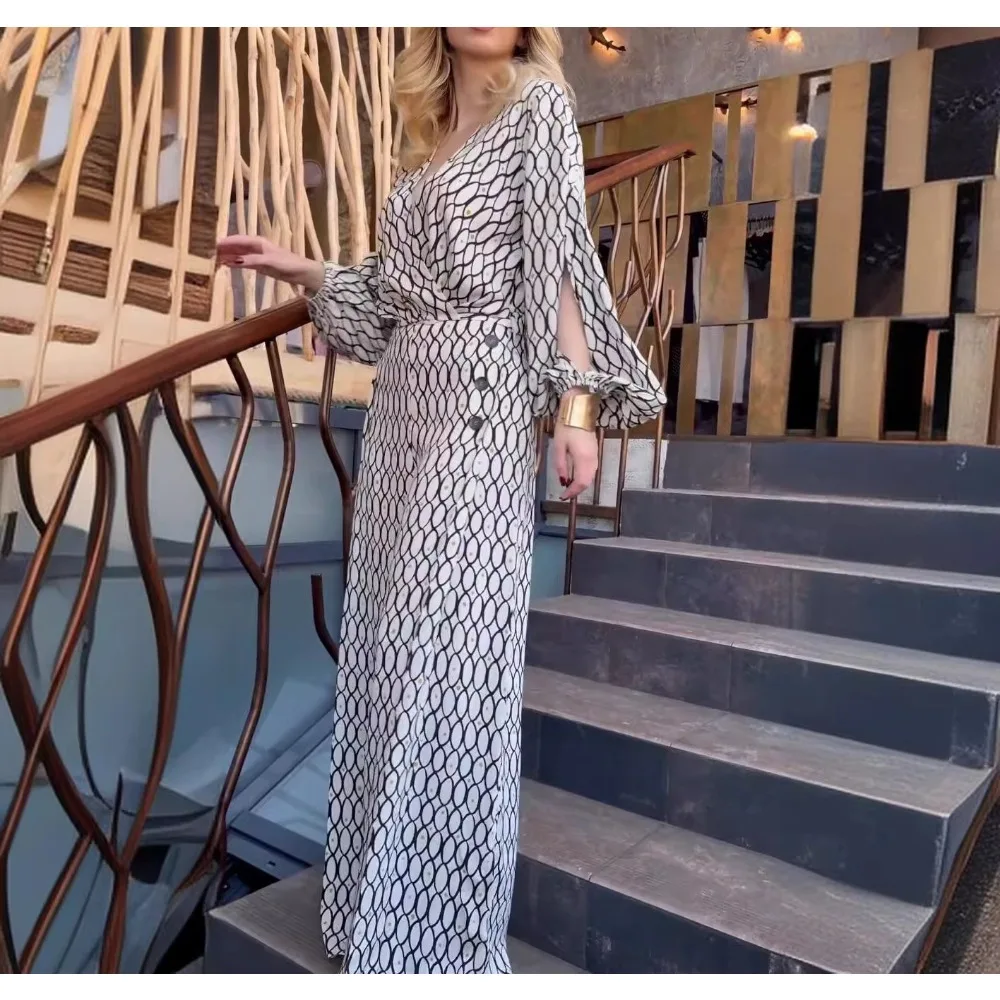 TWOTWINSTYLE ضرب اللون فضفاض قطعتين مجموعة للنساء الخامس الرقبة طويلة الأكمام أعلى عالية الخصر بانت مجموعات غير رسمية الإناث جديد