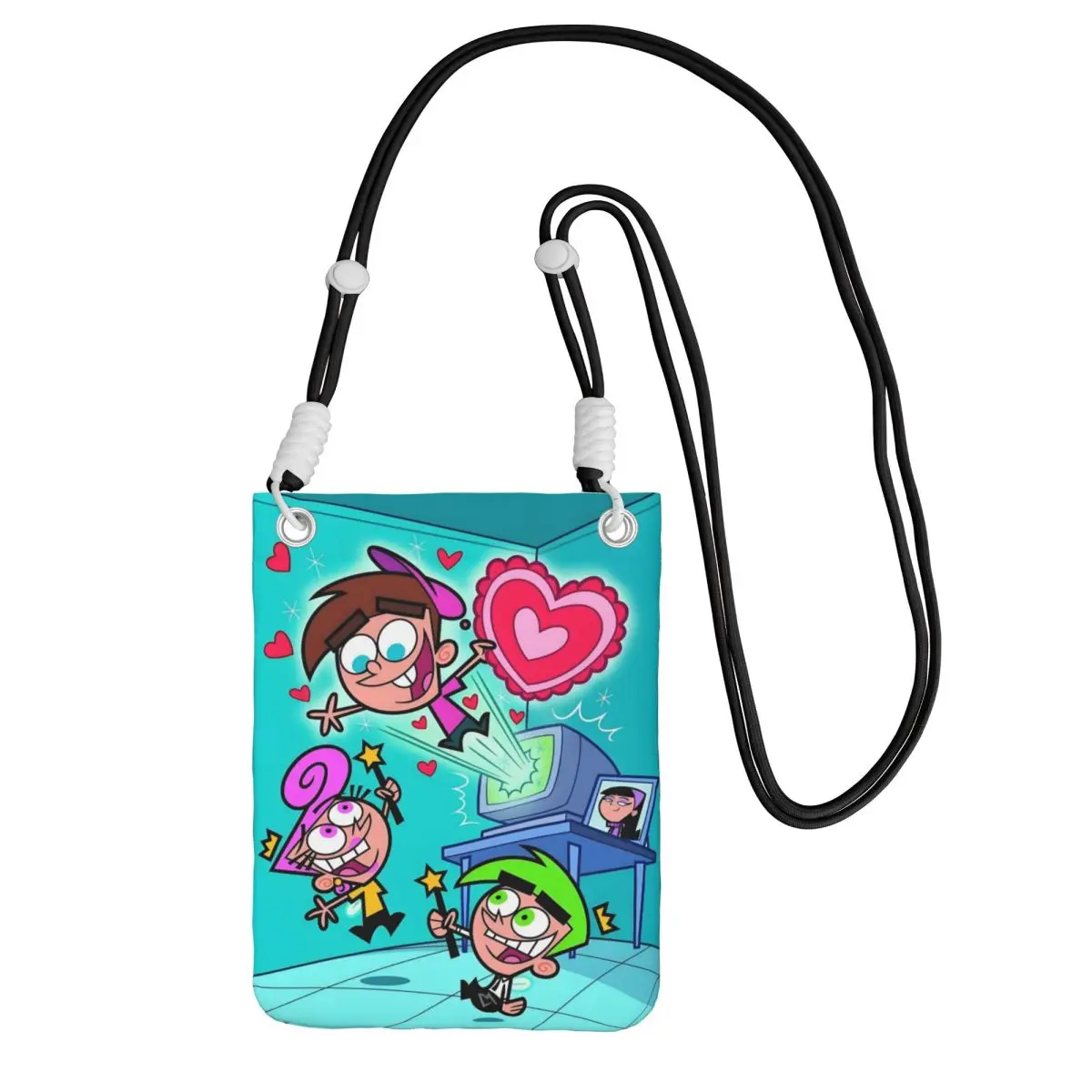 

Custom The Fairly Oddparents Mobile Phone Bag for Hiking Women Men Animation Small Crossbody Purse Smart Phone Wallet With Strap