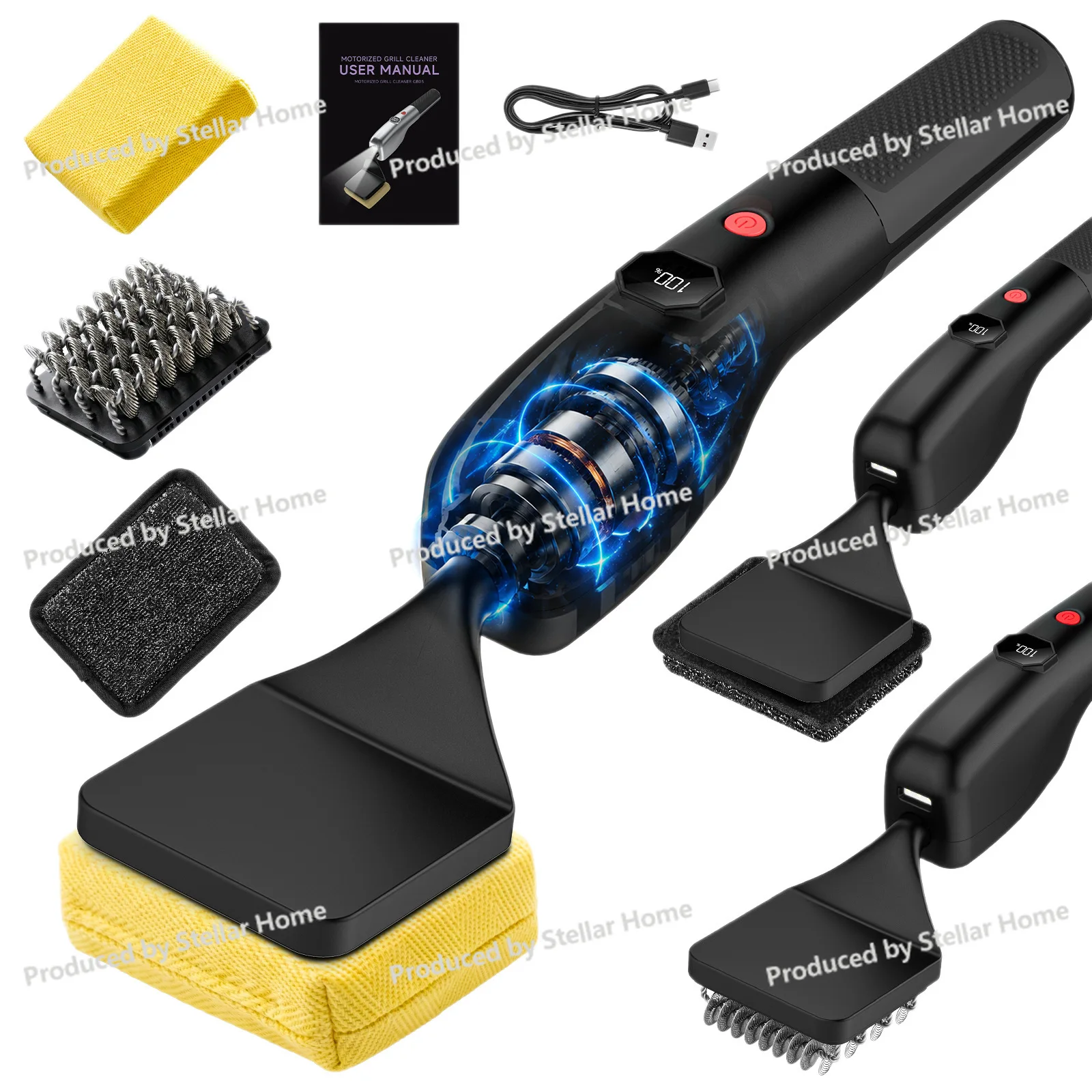 Electric Bbq Grill Brush - Stainless Steel Wire Roller, Rechargeable Cordless Cleaning Brush, Outdoor Grill Cleaning Brush