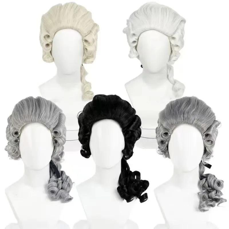 

Available in multiple colors, black, gold, white, gray, with curly hair on the back. Performer, pianist, lawyer, styling wig