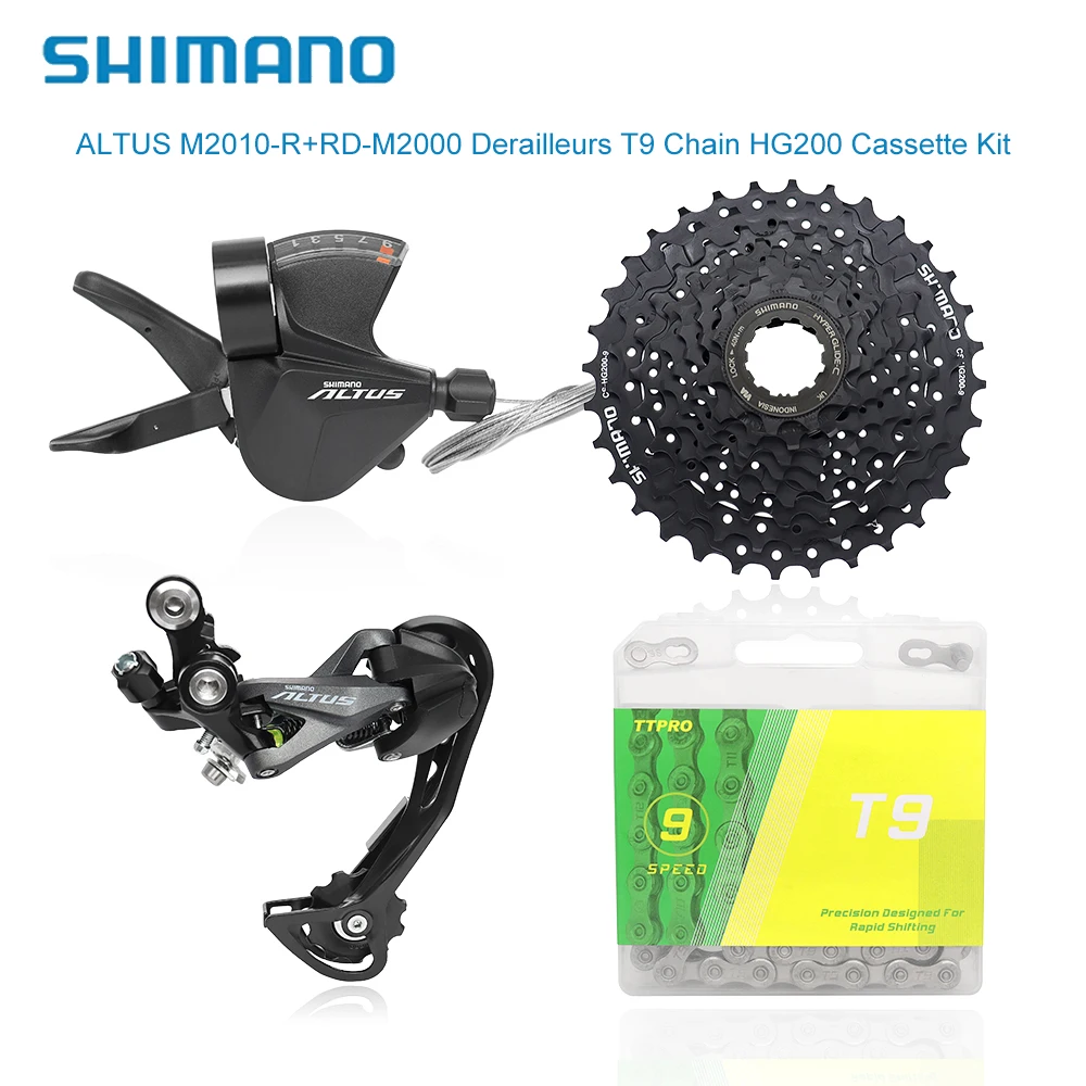 SHIMANO ALTUS Groupset for MTB Bike Shifter SL M2010 RD M2000 Rear Derailleur HG200 Cassette T9 Chain Kit Bike Derailleurs Parts