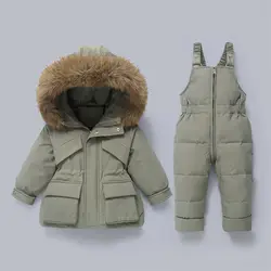 Children's Suits Winter Parkas For Girls Ski Jumpsuit Baby Boy Clothing Set Down Jacket Kids Snowsuits Hooded Overalls Warm Coat