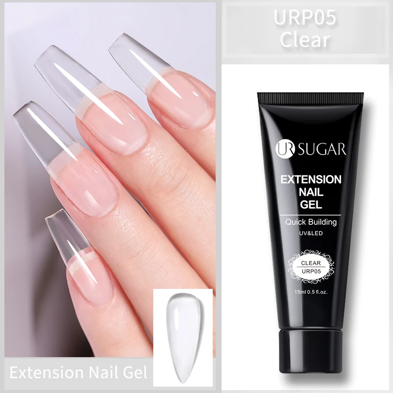 UR SUGAR 15ml Extension Gel Nail Polish Bright Nude White Clear Semi Permanent UV Hard Gel Nails Finger Prolong Gel Varnish Set