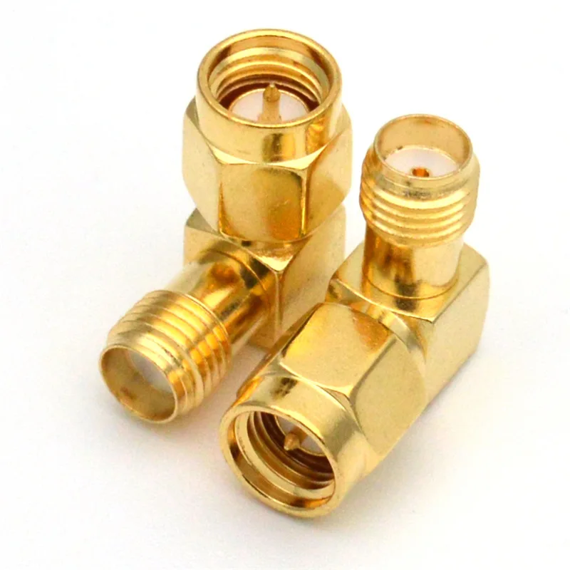 1 STÜCK SMA auf SMA-Stecker 90 Grad rechtwinkliger RPSMA-Stecker auf RP SMA-Buchse-Adapter für WIFI-Antenne / FPV-RF-Konverter Gold – Detail 4