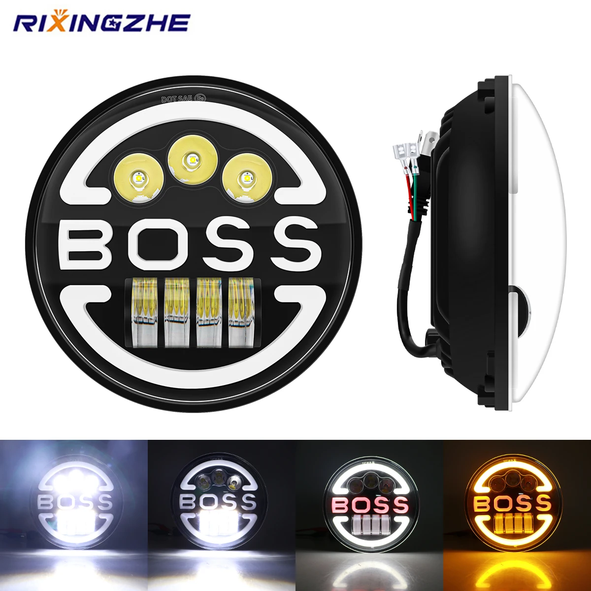 7inch High Quality Aluminum Work Light With Daytime Running Light Turn Signal Functionality 96W 12-80V Dual Color For RV Offroad