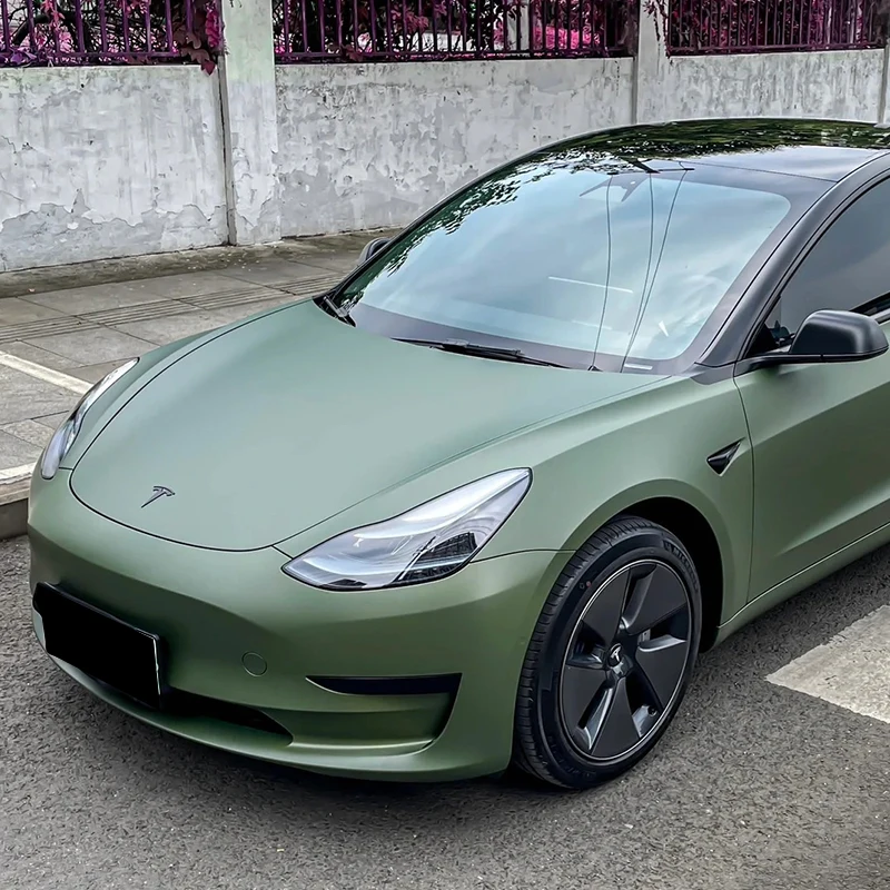 Pellicola opaca per protezione carrozzeria auto Pellicola avvolgente Ppf Vernice TPU Pellicola Tpu termofusibile verde militare satinato