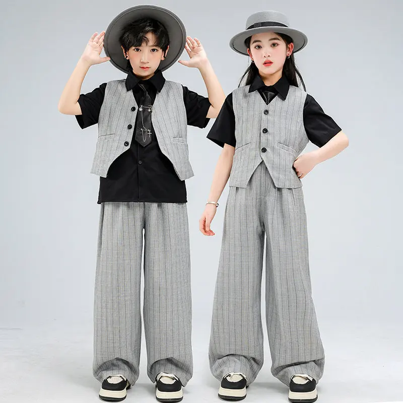 Child girl Jazz Dance Hip-Hop Boy Street Dance clothes suit Trendy Suit Locking Dance Popping Performance Costume 16 kid outfits
