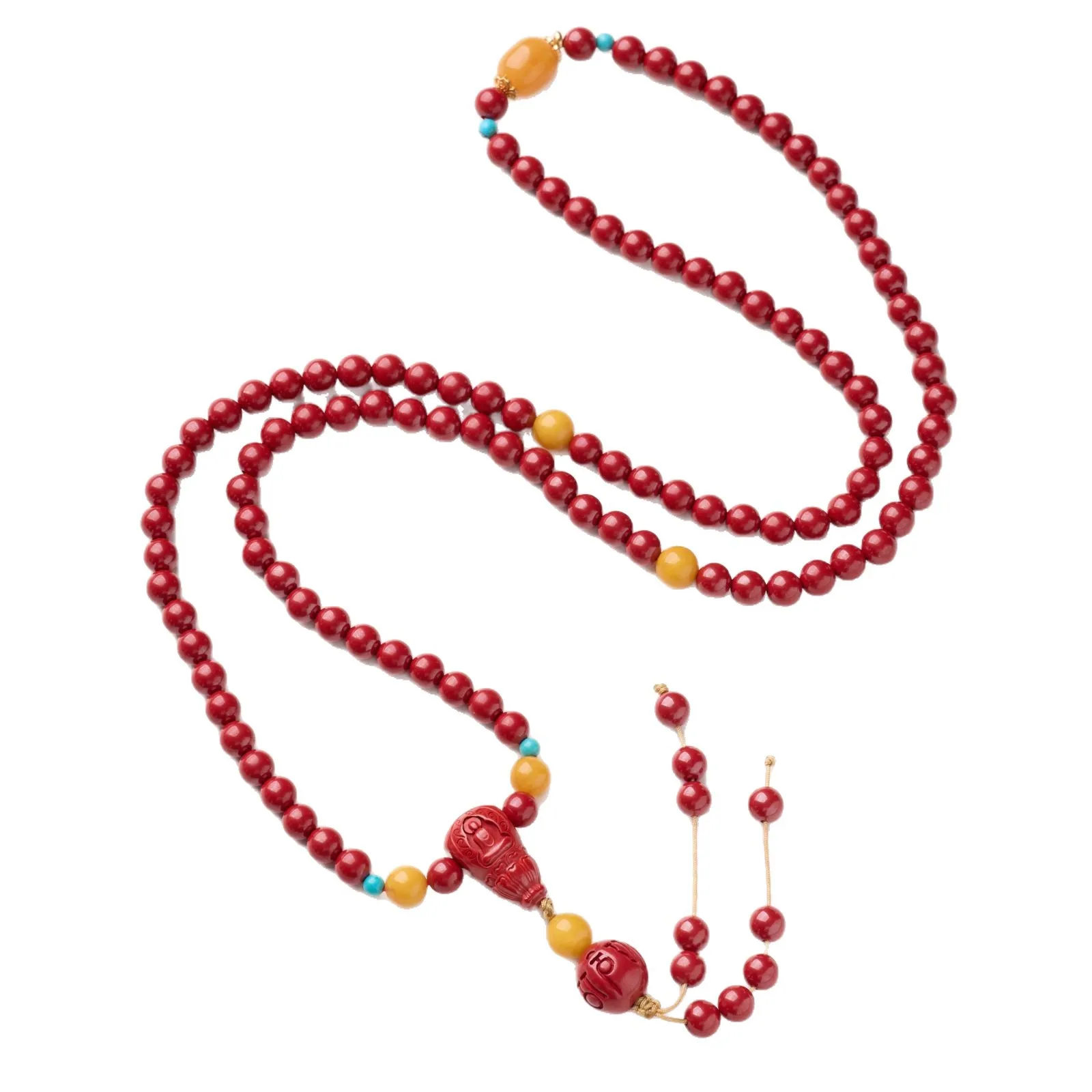 

Natural High Content Emperor Cinnabar Bracelet Amber Layered Necklace Dual Use for Chinese Zodiac Year Blessings Gifts
