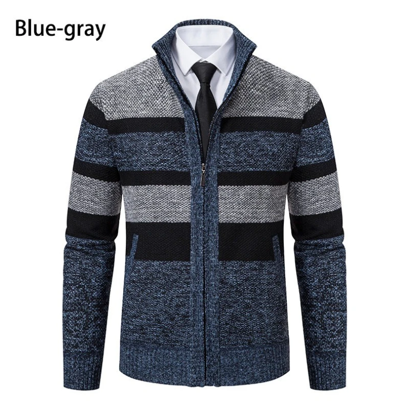 

2025 Winter Stand Collar Long-Sleeve Zipper Casual Sweater for Men,Multi-Color Ribbed Hem Warm Men's Cardigan/Knitwear, Eur Size