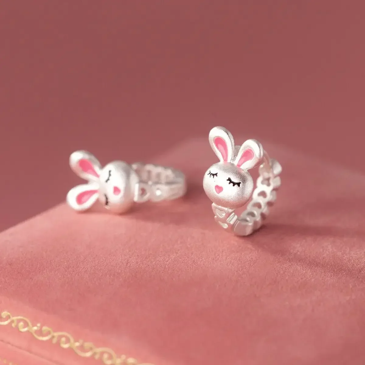 Baby Princess Heart Ear Buckles Cute Rabbit Hoop Earring For Girl Child Woman Beautiful Aros Huggies  Jewelry Accessories