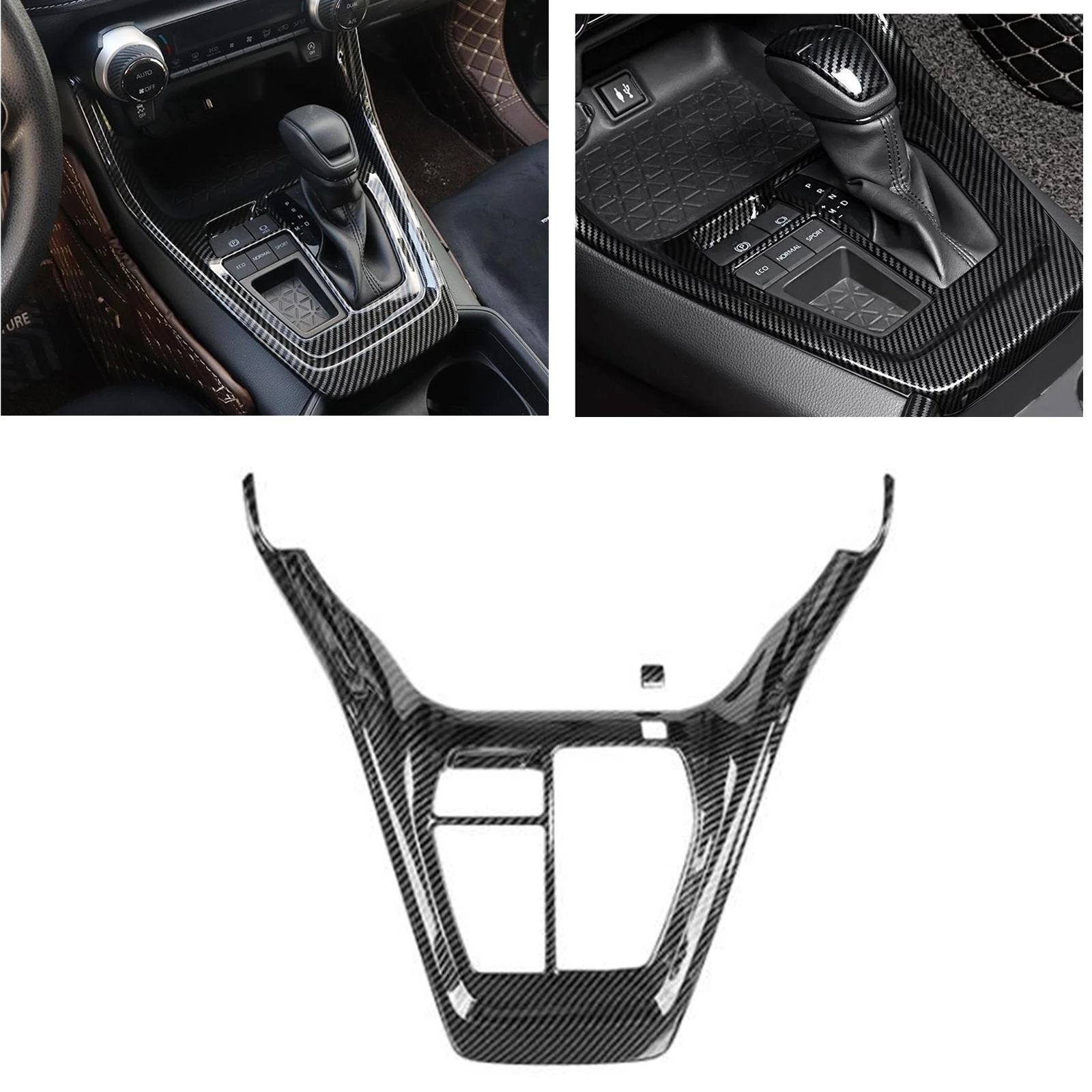 

For Toyota RAV4 2019-2023 Gear Position Shift Panel Cover Frame Trim Carbon Fiber Look Car Center Shifter Console Sticker