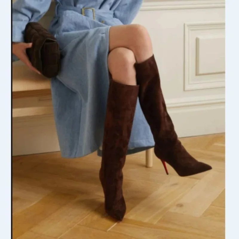 Szpilki 2025niche Brand Slim z bocznym zamkiem, krótkie botki, europejskie i amerykańskie damskie seksowne buty w panterkę na wybieg klubu nocnego