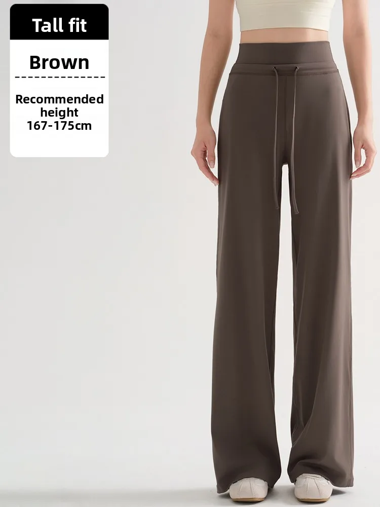 

Широкие брюки с высокой талией, женские брюки для йоги, свободные брюки из овчины кофейного цвета, осеннее новое поступление