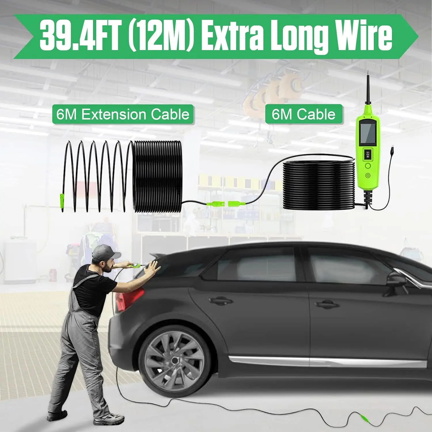 Kit sonda tester circuito automobilistico, tester di tensione 12V 24V con torcia per test CA/CC, resistenza eodi