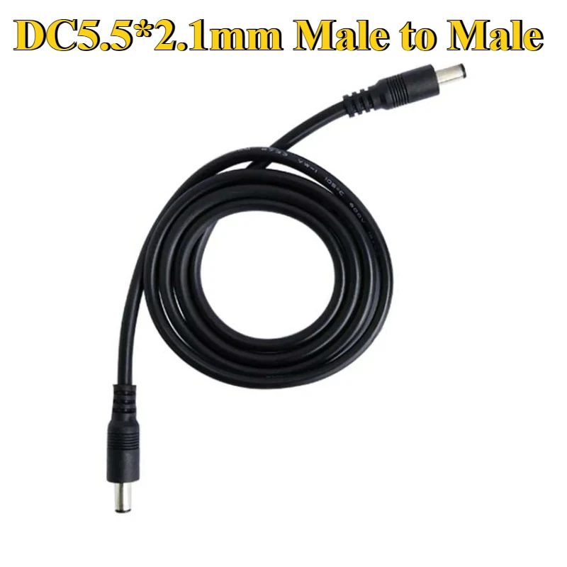 1/2Pcs DC5.5*2.1mm Male Head To Male Head Power Cable CCTV Adapter Connector Power Extension Wire Length 0.3/0.5/1/2/3/5m 18AWG