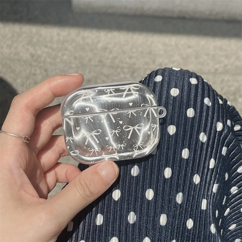 เคสป้องกันหูฟังแบบโบว์3D สำหรับดีไซน์รูปหัวใจเคสป้องกันกันกระแทก
