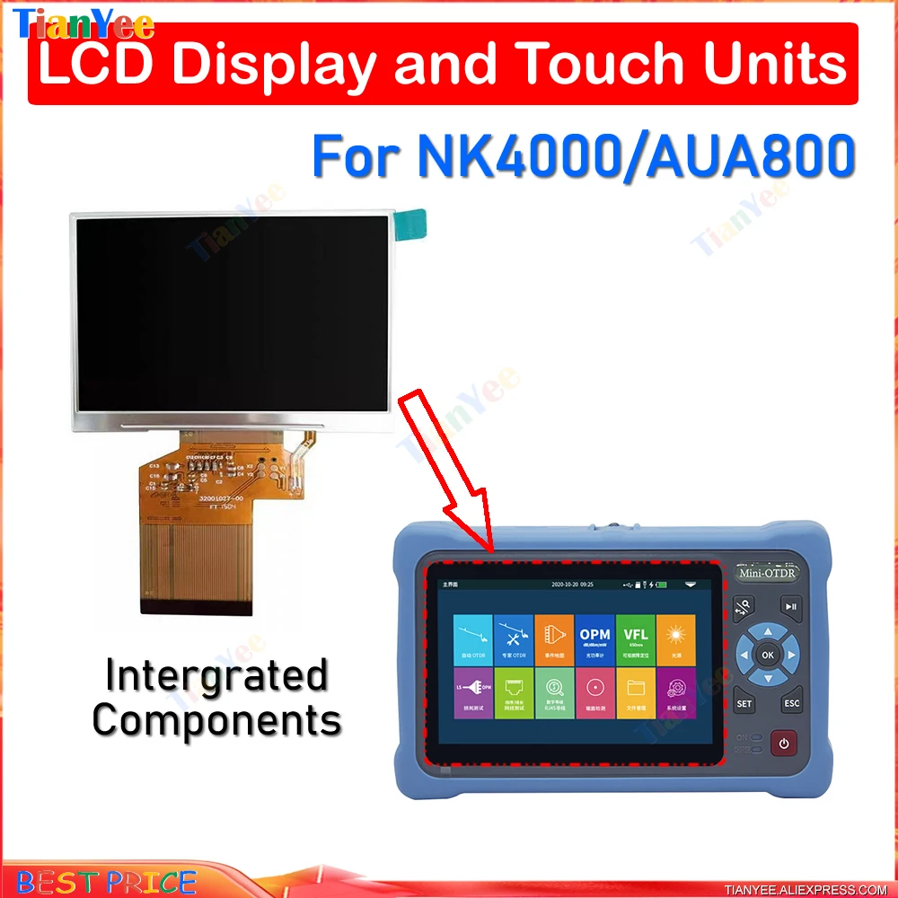 

Spare parts Novker NK4000 AUA800A AUA800U Mini OTDR Original Parts LCD Display and Touch Screen Integrated assembly Components