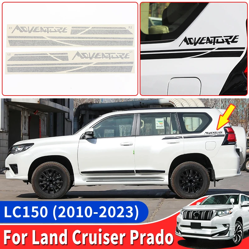 For 2010-2023 Toyota Land Cruiser Prado 150 LC150 J150 Appearance Accessories Waistline Pattern Decorative Color Stripes Sticker