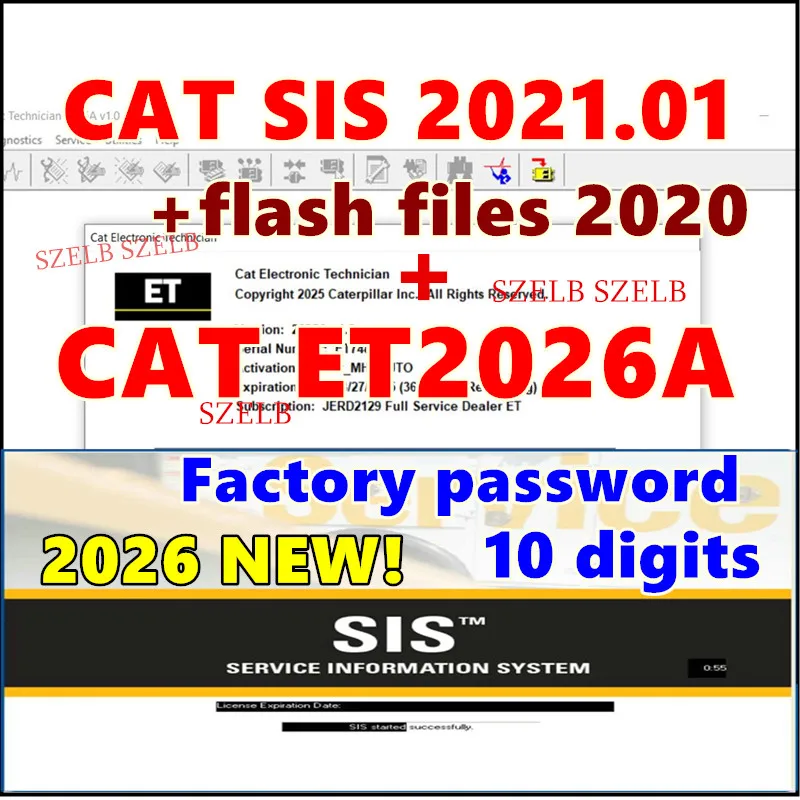 2026 New For Red Cat ET 2026A Diagnostic Software with Factory Password Generator 10 Digits + CAT SIS 2021.01 + Flash Files 2020