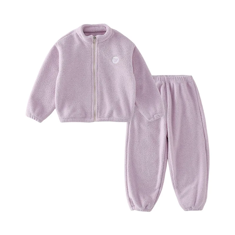 

Children Set Baby Girl Clothes Set Children Soft Polar Fleece Sweatshirt Top and Pants Bottom 2 Piece Suit Purple Tracksuit
