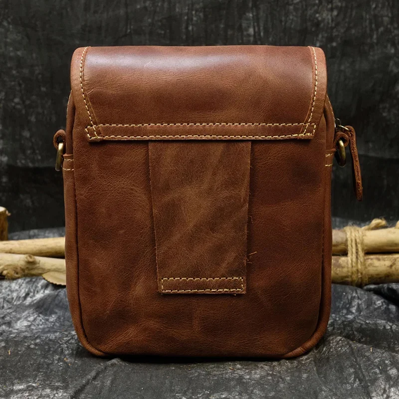 Imagem -02 - Bolsa de Cintura de Couro Genuíno para Homens e Mulheres Pequena Pele Natural Crossbody Telefone Portátil Frontal Mini Anti-roubo