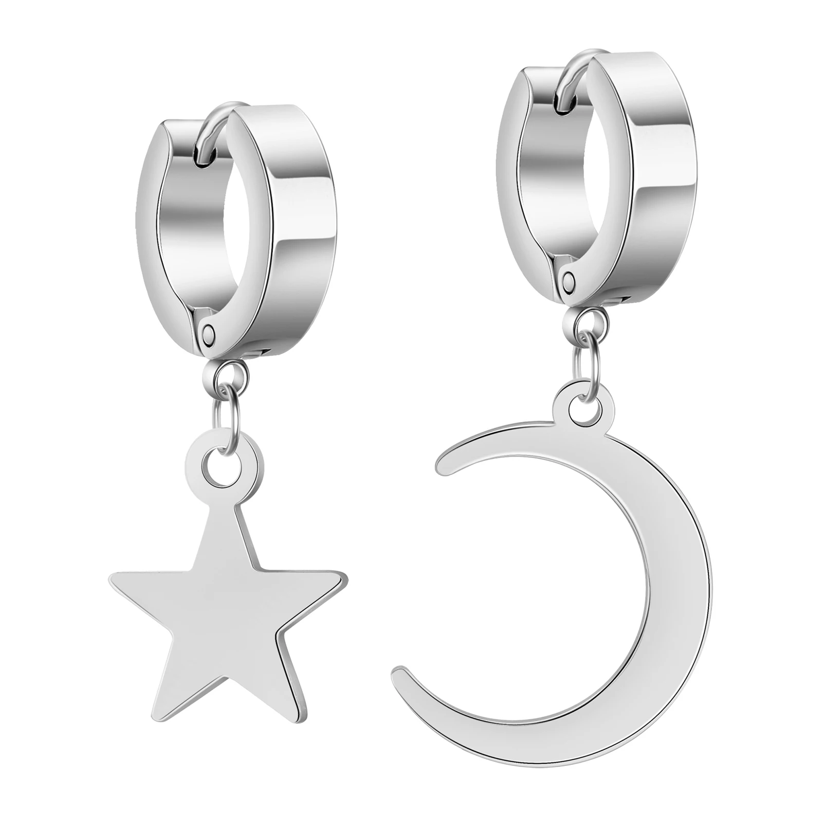 Kkjoy Edelstahl Neue Design Kette Hoop Ohrring Für Frauen Hohl Solide Stern Mond Anhänger Knorpel Ohrring Piercing Schmuck – Detail 39