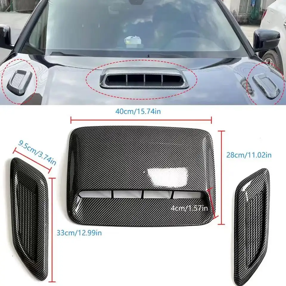 40cm Universal Car Air Flow Decorative Intake Hood Scoop Bonnet Vent Sticker Cover Hood Geared to fit any FLAT Hood Vehicle