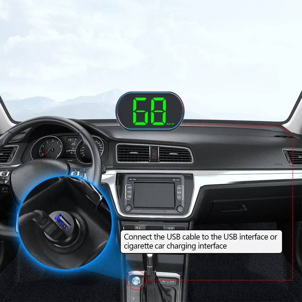 Car HUD Head-up Display Car Beidou GPS Multi-function Speedometer Portable Display Head-up Instrument X2 For MPH KMH