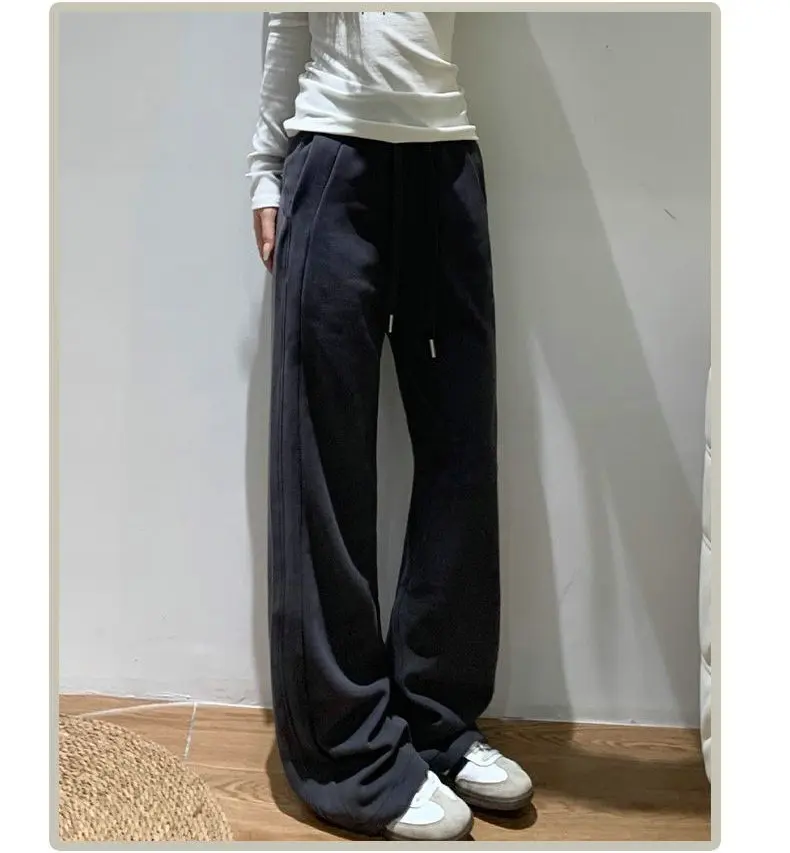 Damskie spodnie na co dzień z prostymi nogawkami Jesień Wiosna Nowy styl plus rozmiar Luźne spodnie z szerokimi nogawkami Modne spodnie dresowe Odzież damska