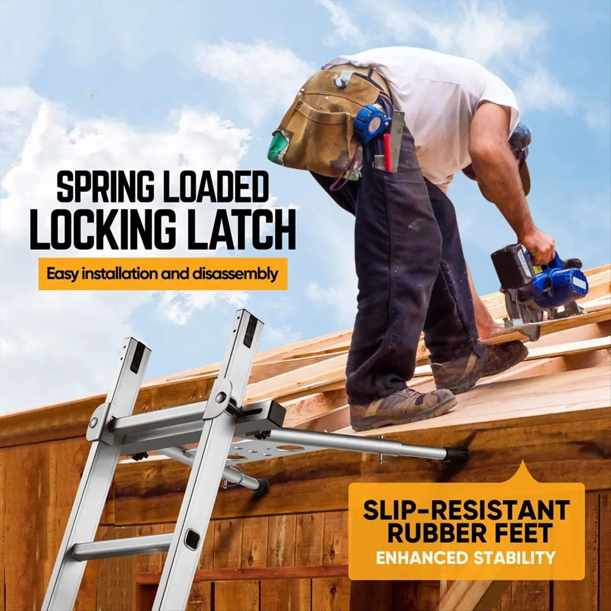 ●Ladder Stabilizer, Roof Ladder, Roof Ladder Stabilizer, Wall Bracket, Ladder Accessories Safe Stability Easy to Use-ABFB