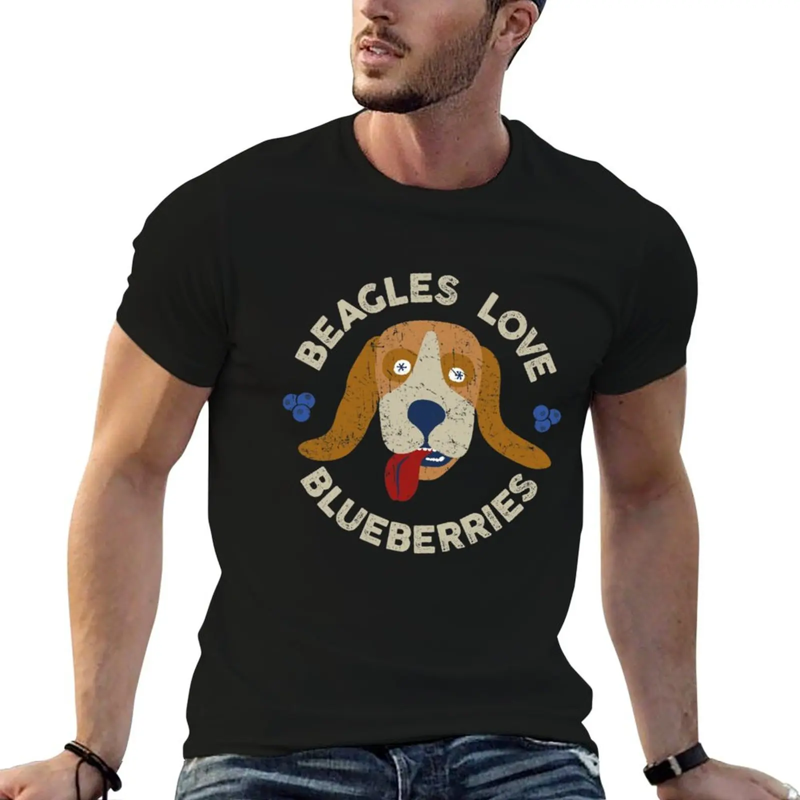 Fantastic Mr Fox - Beagles Love Blueberries - Weathered Dog - Circle T-Shirt vintage mens shirts graphic tee