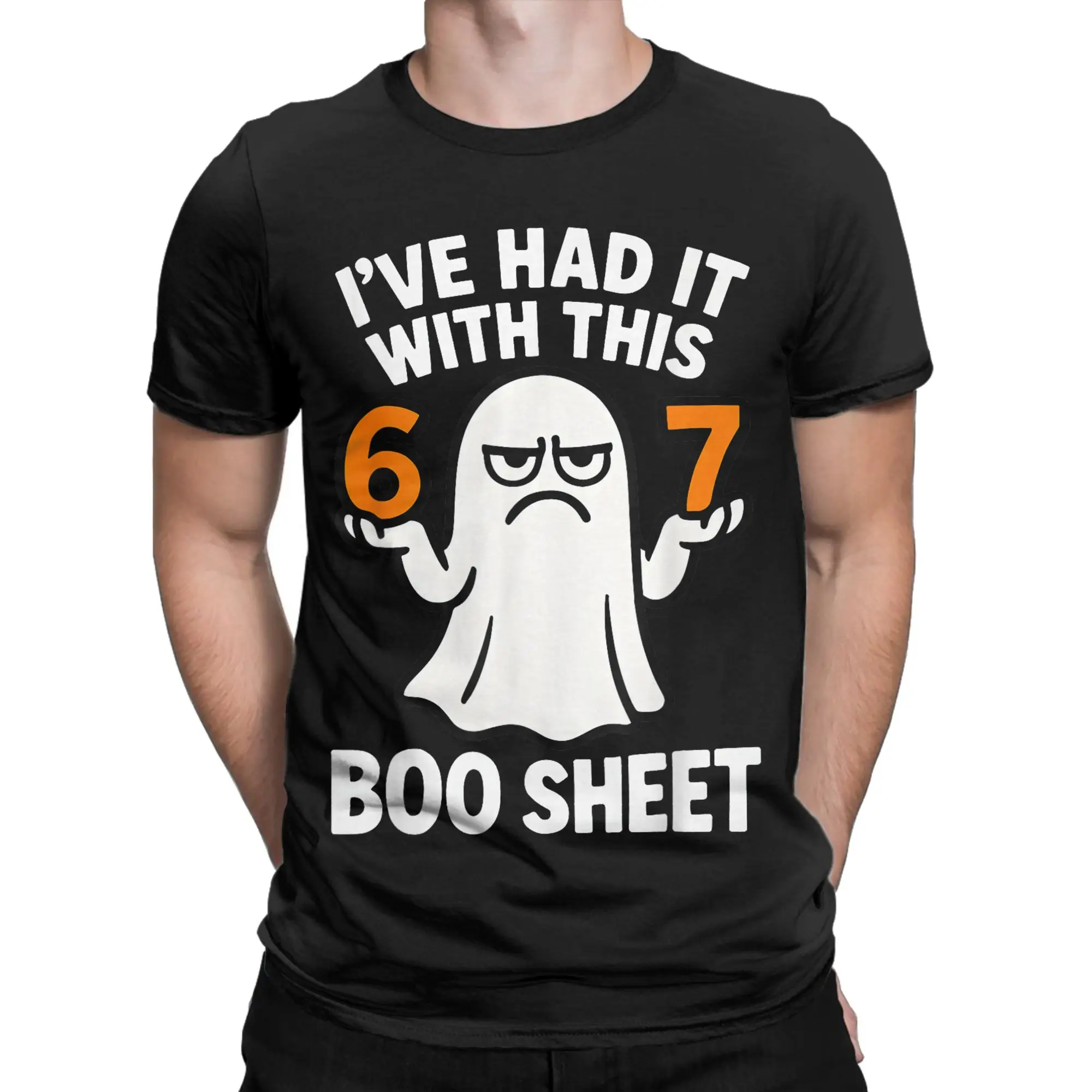 Men's 67 Meme Halloween Costume 6 7 Funny Boo Sheet Six Seven 6-7 T Shirt Cotton Tops Short Sleeve Round Neck Tees T-Shirts