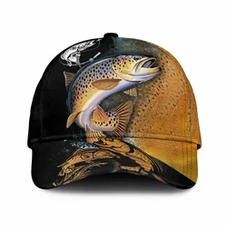 Baseball Snapback Caps Printed Outdoor Sports Tuna Trout Fishing Headwear Streetwear Men Women Adult Casual Sun Visor Hats