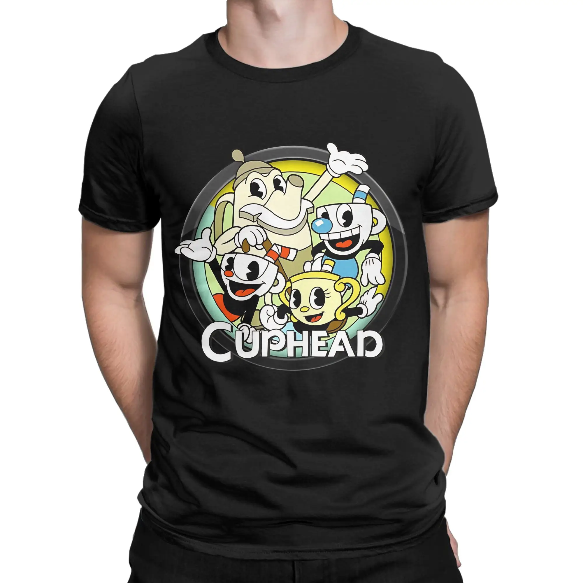 Cuphead poster Graphic Funny 100% Cotton T-Shirt Cuphead Tees Tops For Men