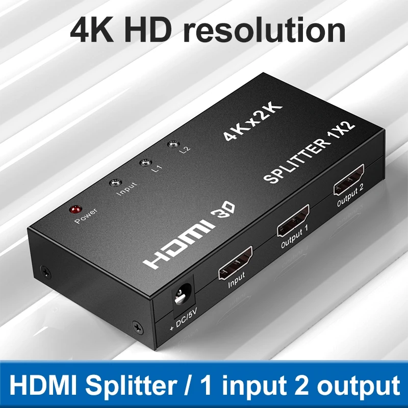 HDMI-compatible Splitter 1*2 out 1080p 4K 1x2 HDCP 3D Power Signal Amplifier Audio Video Distributor For Projectors Distributor