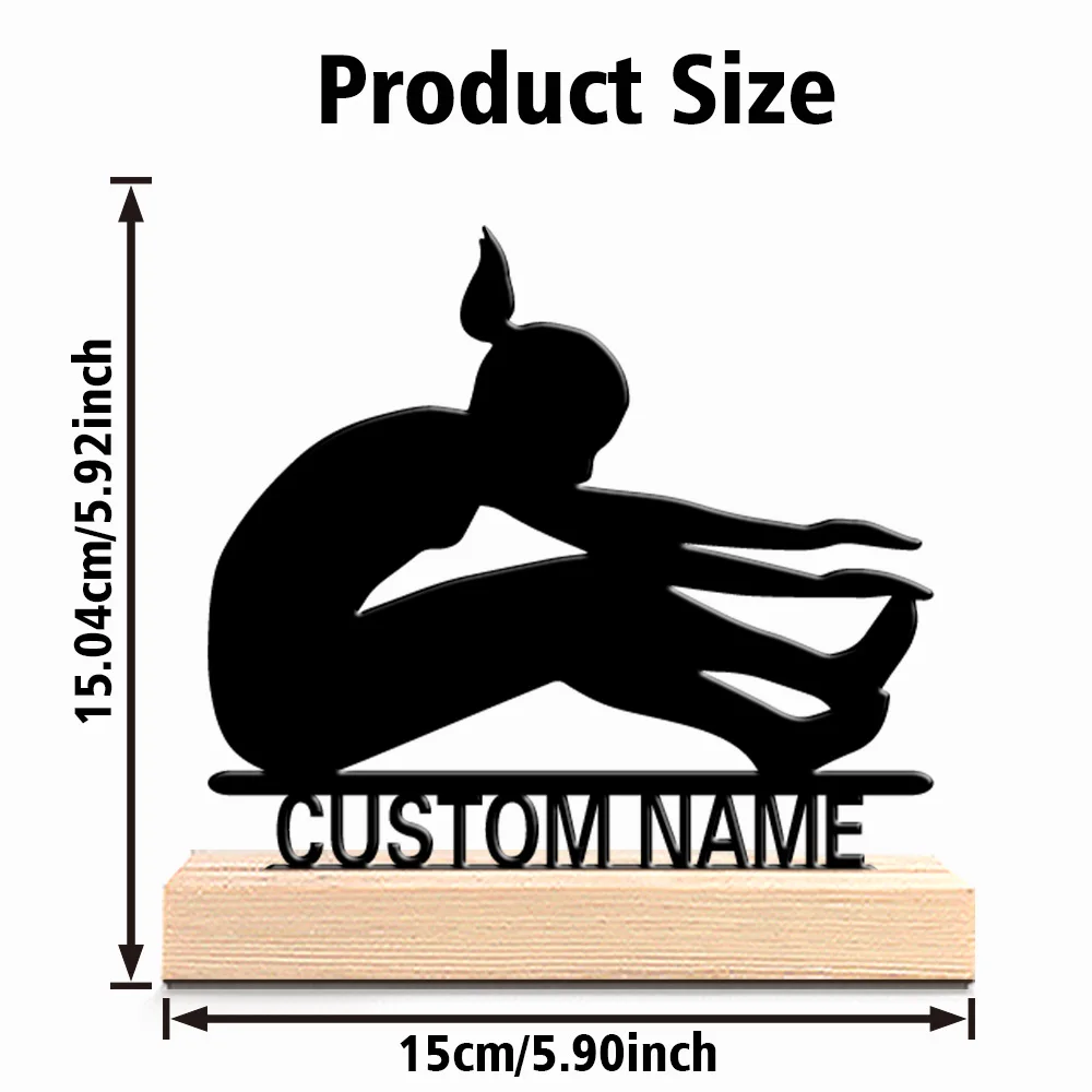 1pc Abstract Long jump Custom Letter Metal Statue Metal Ornament Art Crafts With Wood Base Tin Sculpture For Home Desk Decor view 5