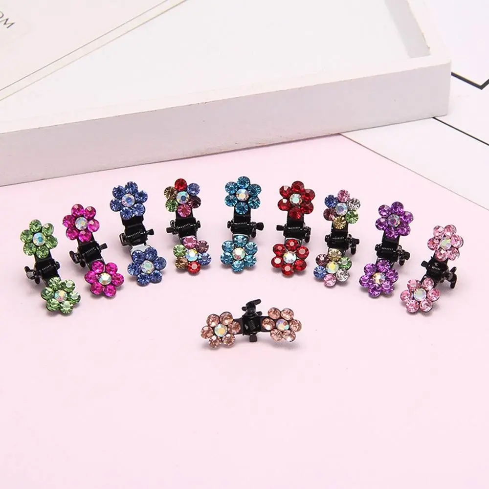 12Pcs Mini Hair Claw Fashion Colorful Crystal Hair Claw for Girls Mini Crystal Headwears Claw Clip Headwear Kid Hair Accessories