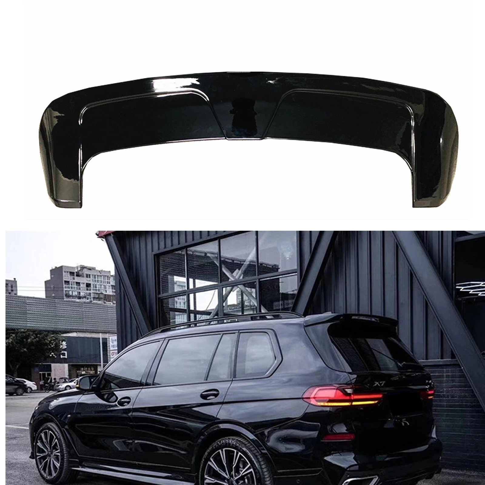 

Rear Trunk Spoiler Roof Wing For BMW X7 G07 2019 2020 2021 2022 2023 2024 Gloss Black/Carbon Fiber Look Car Upper Splitter Lip