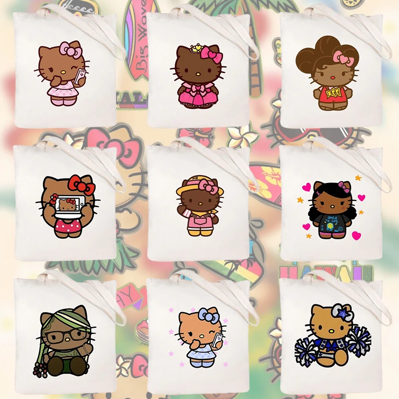 

Hello Kitty Y2k Hawaii Kawaii Ins Сумка на плечо с сердечком Женская уличная холщовая сумка-тоут в стиле аниме Женская дорожная сумка Женские подарки
