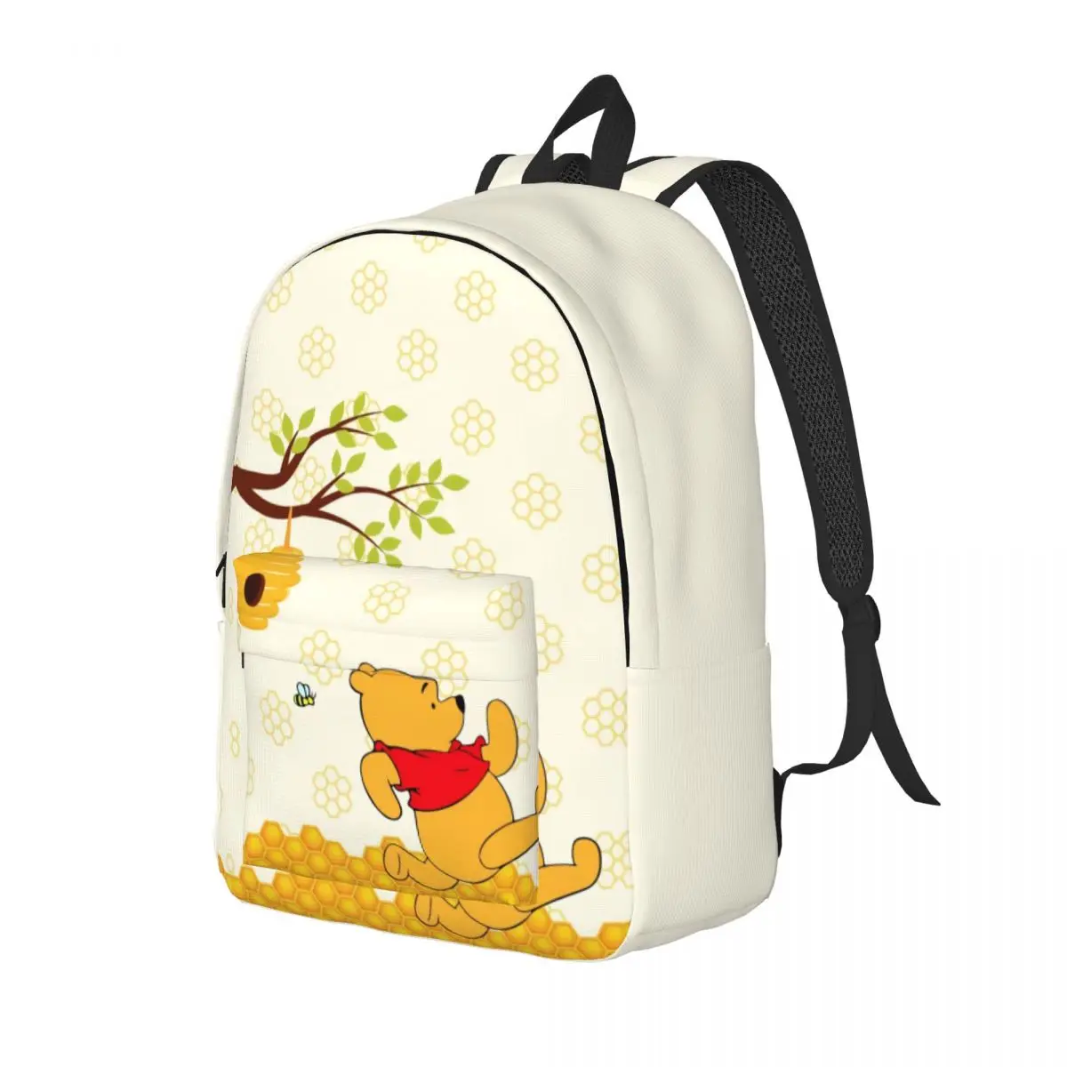 Custom Winnie Pooh Bear Cartoon Travel Canvas Backpack Women Men School Computer Bookbag College Student Daypack Bags