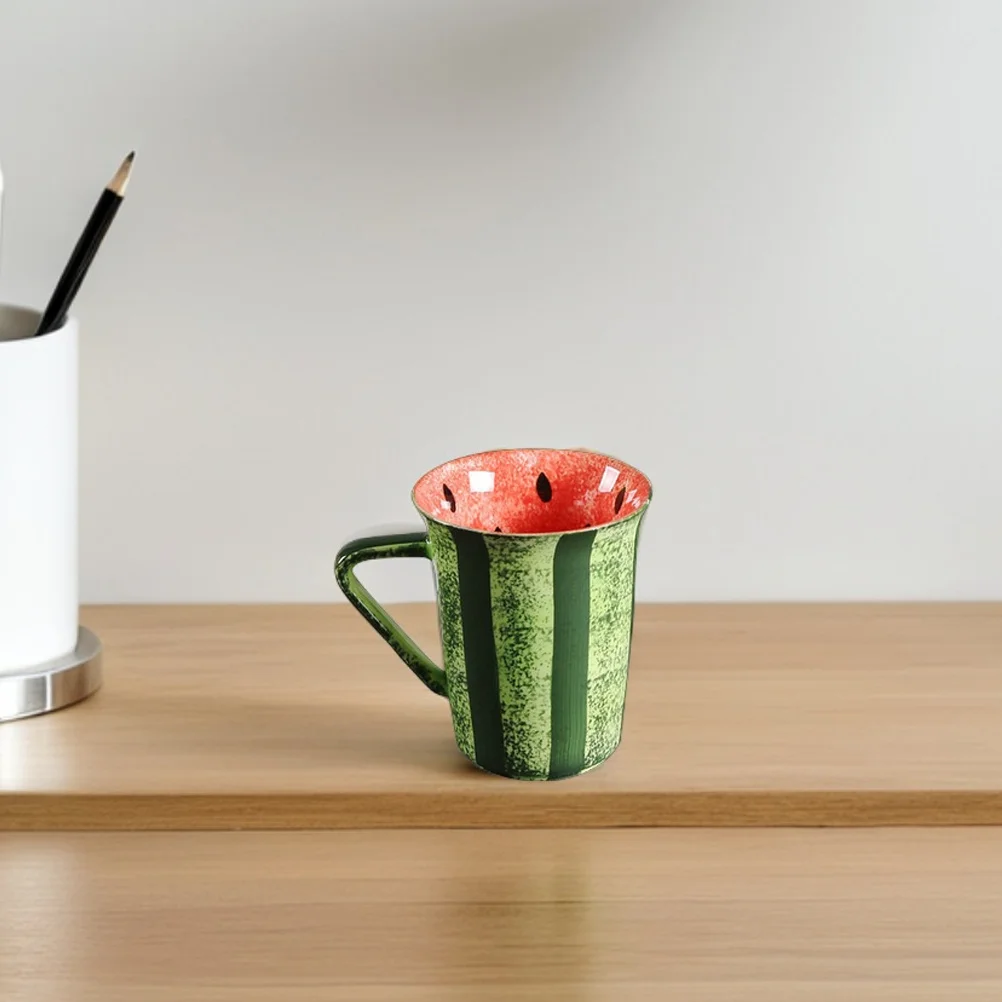

Керамическая чашка с рисунком арбуза, яркие подглазурные цвета, бытовая чашка для напитков для кофе, чая, сока, молока, овсянки