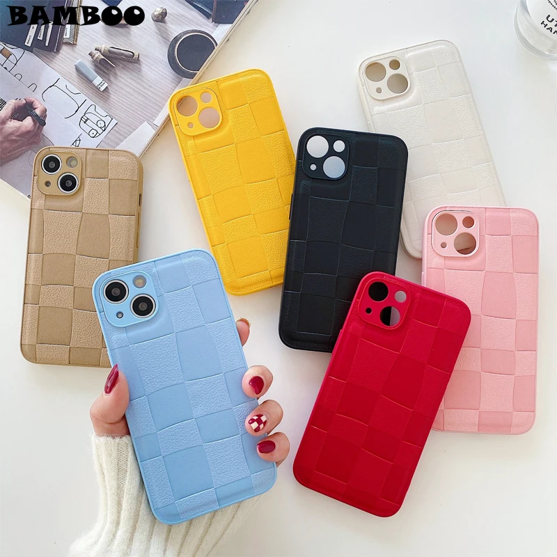 

Chessboard Pattern Leather Shockproof Case for iPhone 13 12 Mini 11 Pro Max X XS XR 8 7 Plus SE 3 2 Camera Protection Cover Capa