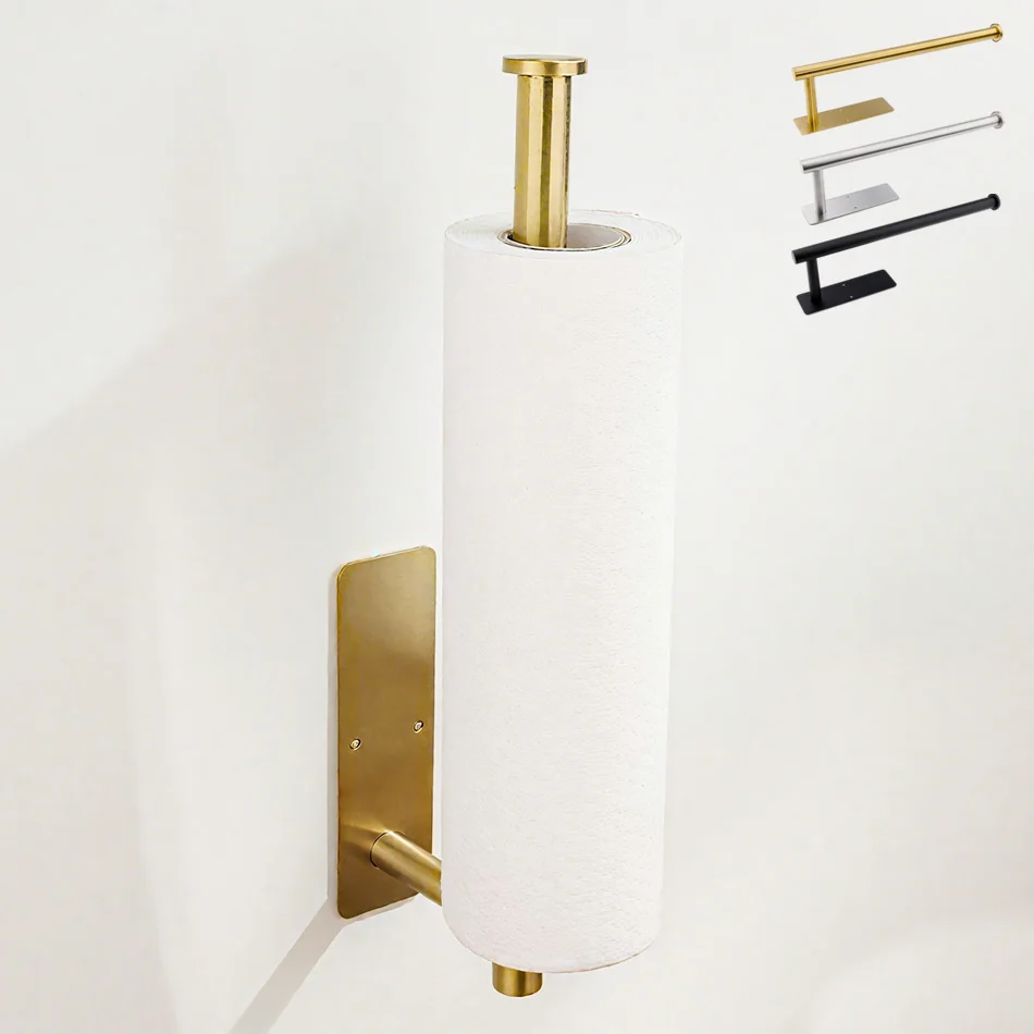 접착제 화장지 홀더 304 스테인레스 스틸 닦았 골드 종이 타월 롤 랙 블랙 욕실 주방 긴... - 5