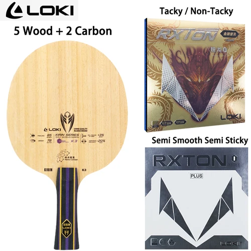LOKI KIRIN K3 5 hojas de tenis de mesa de madera y 2 carbono DIY Ayus madera mango de arco de ataque rápido paleta de Ping Pong para entrenamiento de principiantes