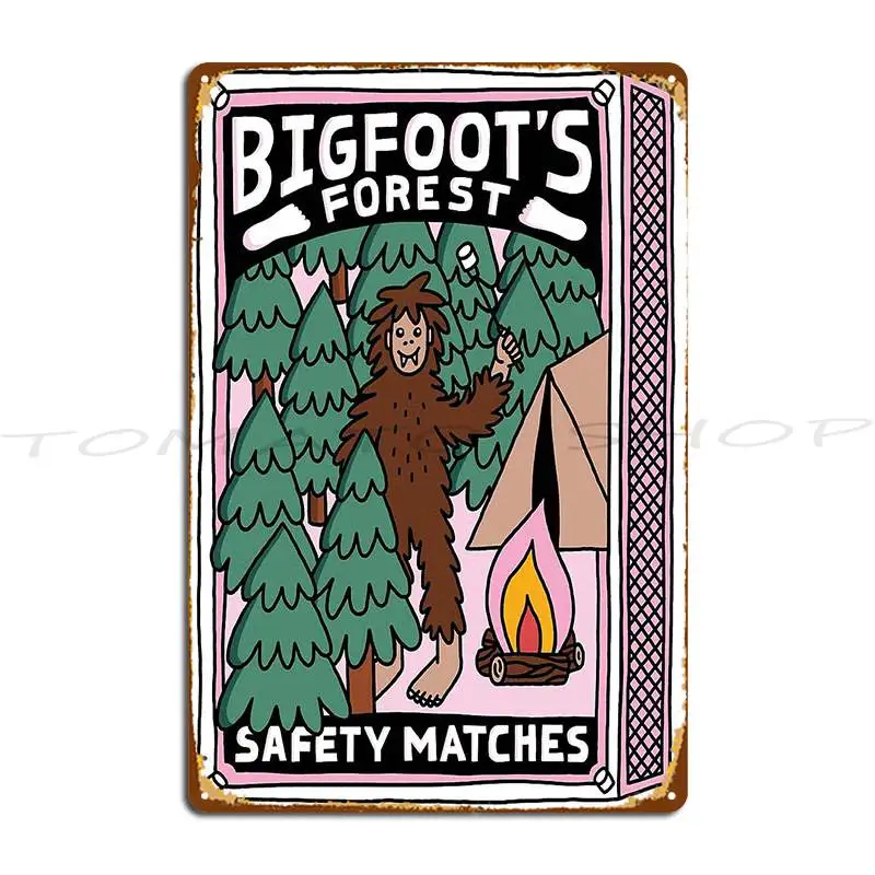 Bigfoot S Forest Safety Matches Metal Signs Wall Mural Cinema Kitchen Printing Tin Sign Poster