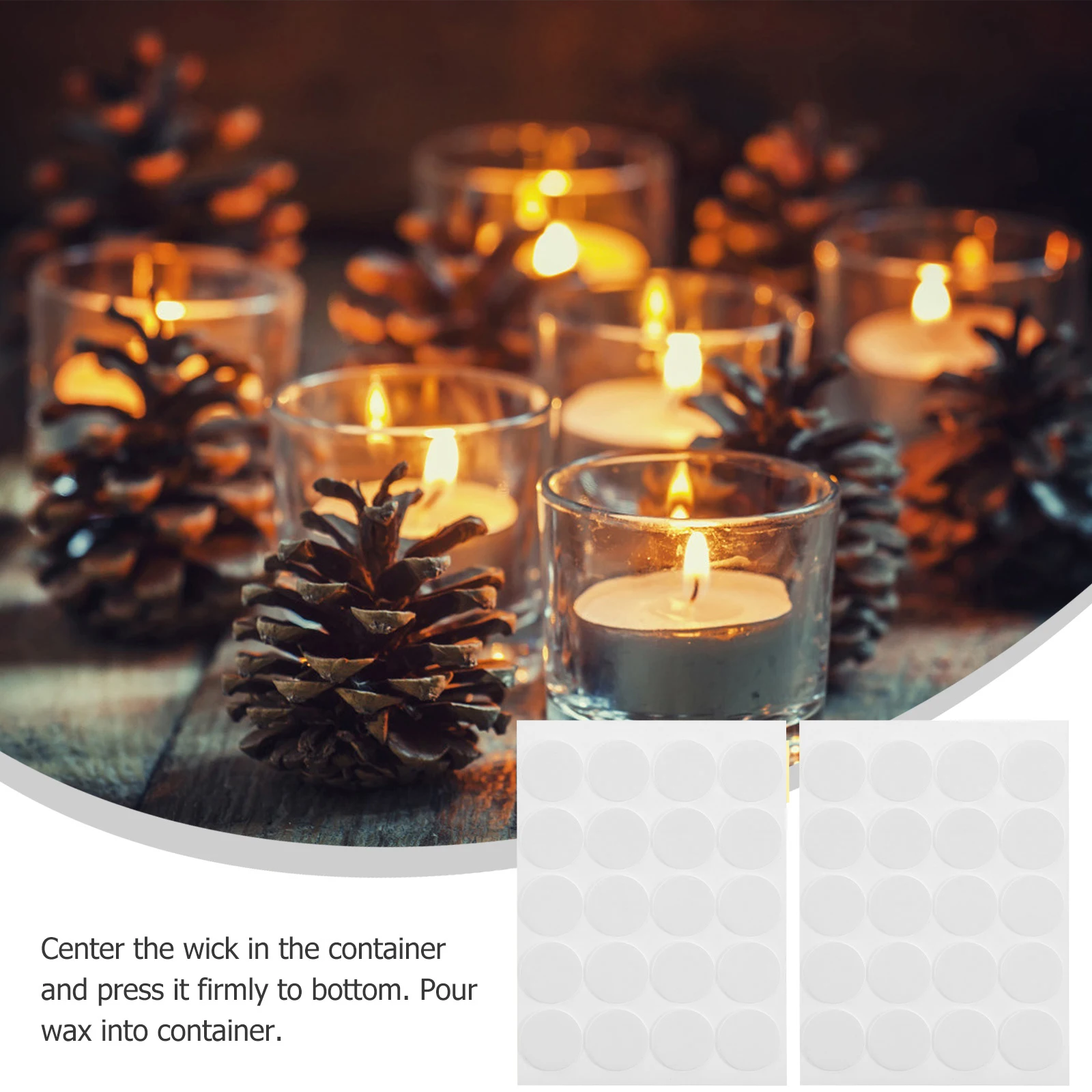 

20Pcs Base Stickers Double Sided Heat Resistant Adhesive for DIY Making Centering Wick Holders Craft Accessories