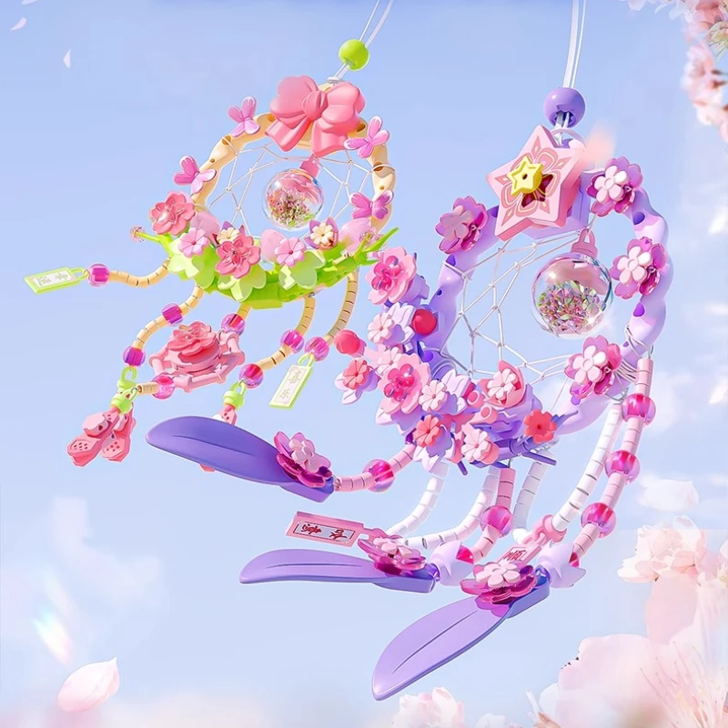 

WONDER MOON Cherry Blossom Dream Catcher Net Building Block Сборка Модель Подарки для девочек Ручная работа DIY Фестивальный подарок Домашний декор