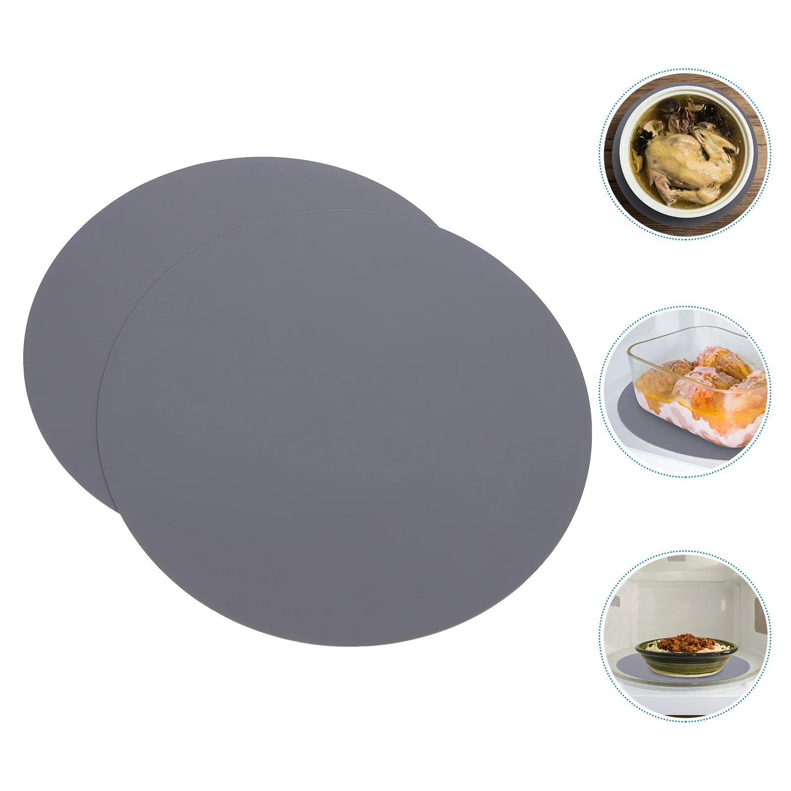 2Pcs Silicone Table Mats Heavy Duty Round Place Mat for Kitchen Heat Resistant Cooking Baking Mat Tableware Protector Microwave